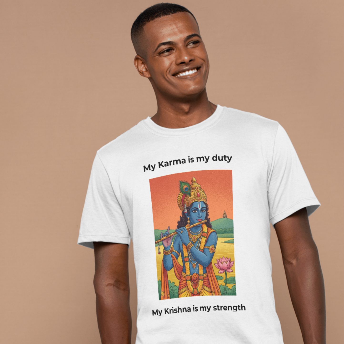 My Karma is My Duty" Lord Krishna Oversized Graphic T-Shirt - Spiritual Devotional Apparel